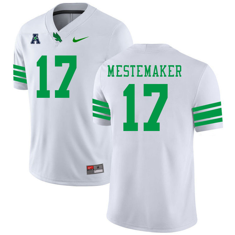 #17 Drew Mestemaker North Texas Mean Green College Football Jerseys Stitched-White